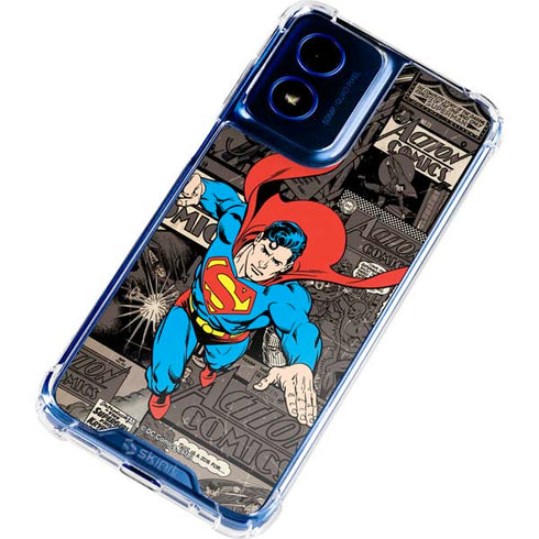DC Comics Superman Vintage Action pose pattern Moto G 5G (2024) Clear Case